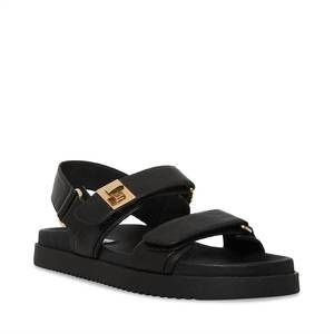 NEW STEVE MADDEN women's mona leather sandal in black leather